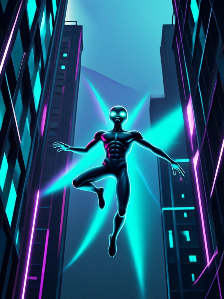 Abduction scene with atmospheric lighting