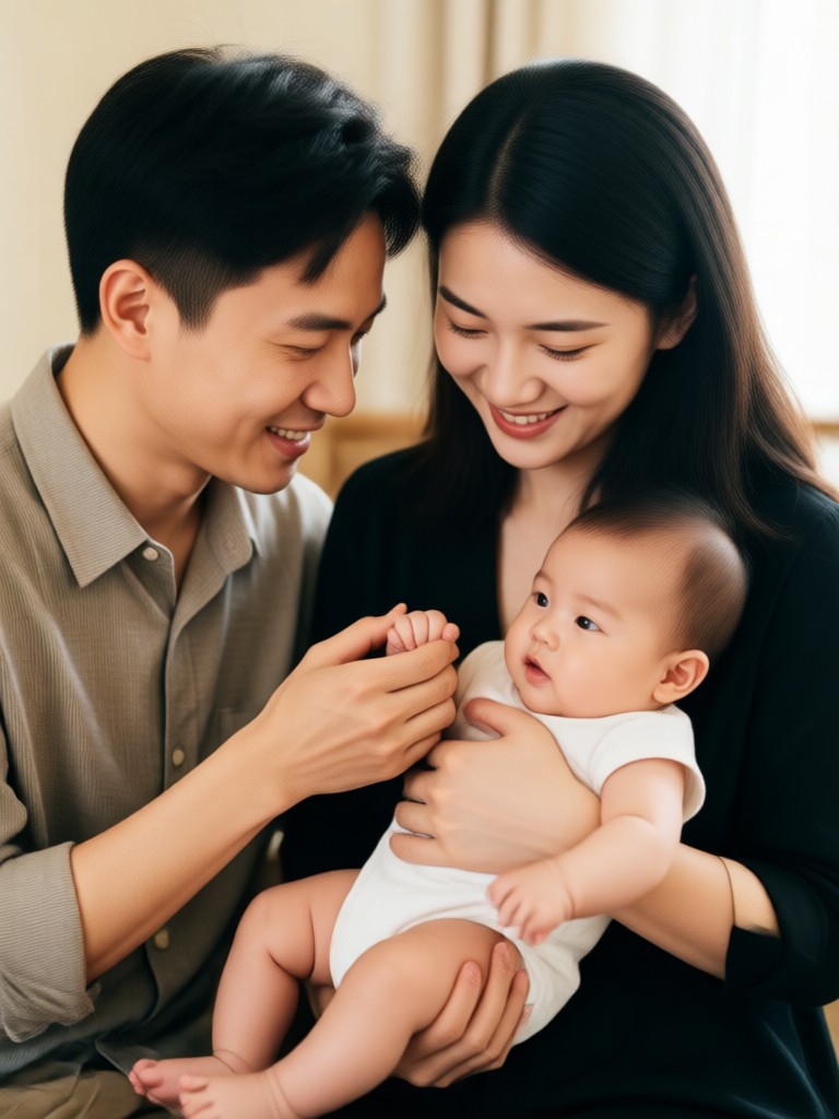 Black and white couple with baby filter result