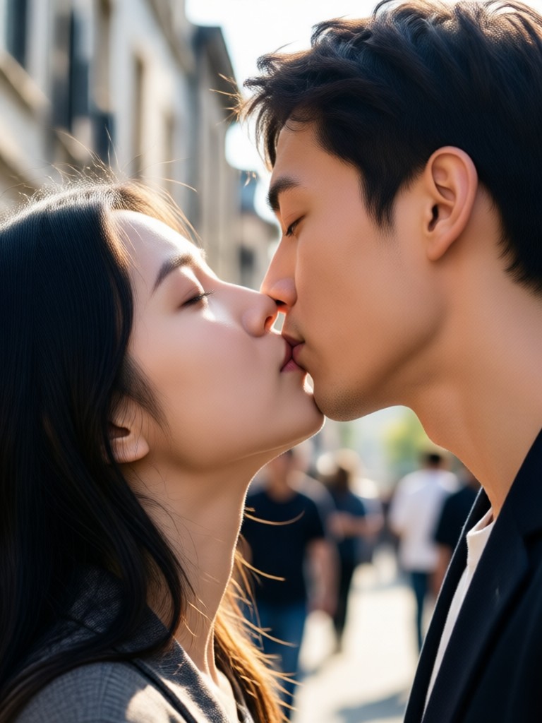 Foto profesional con beso romántico con IA