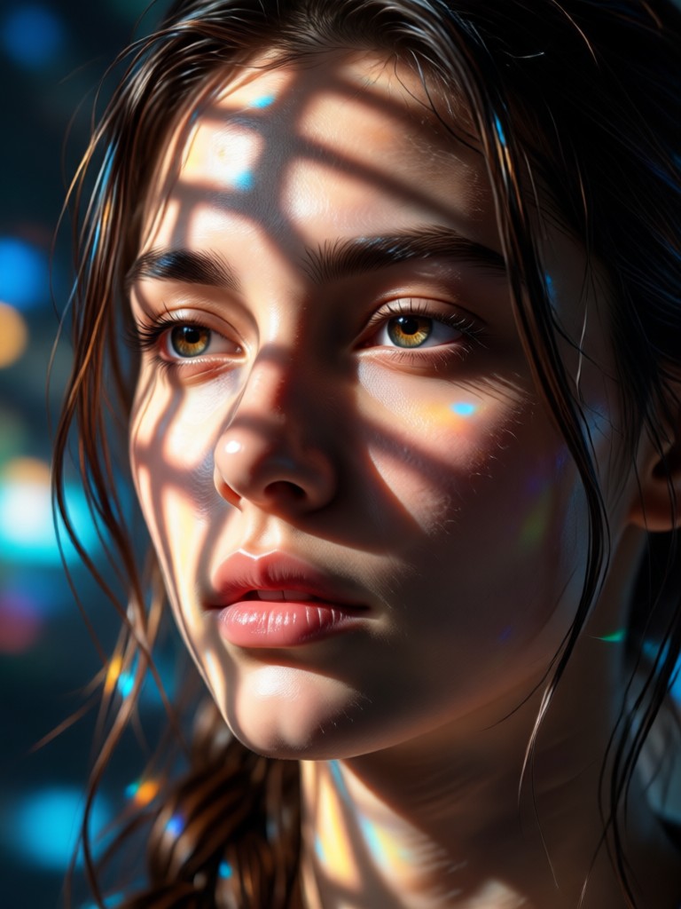 High contrast chiaroscuro AI art portrait