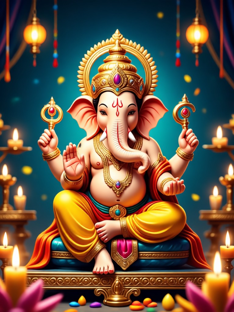 Foto grup yang ditingkatkan dengan bingkai AI Ganesh Chaturthi
