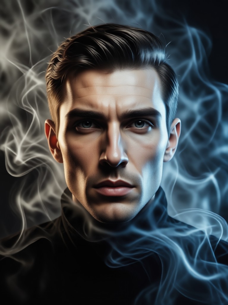 Anime style character with dramatic smoke