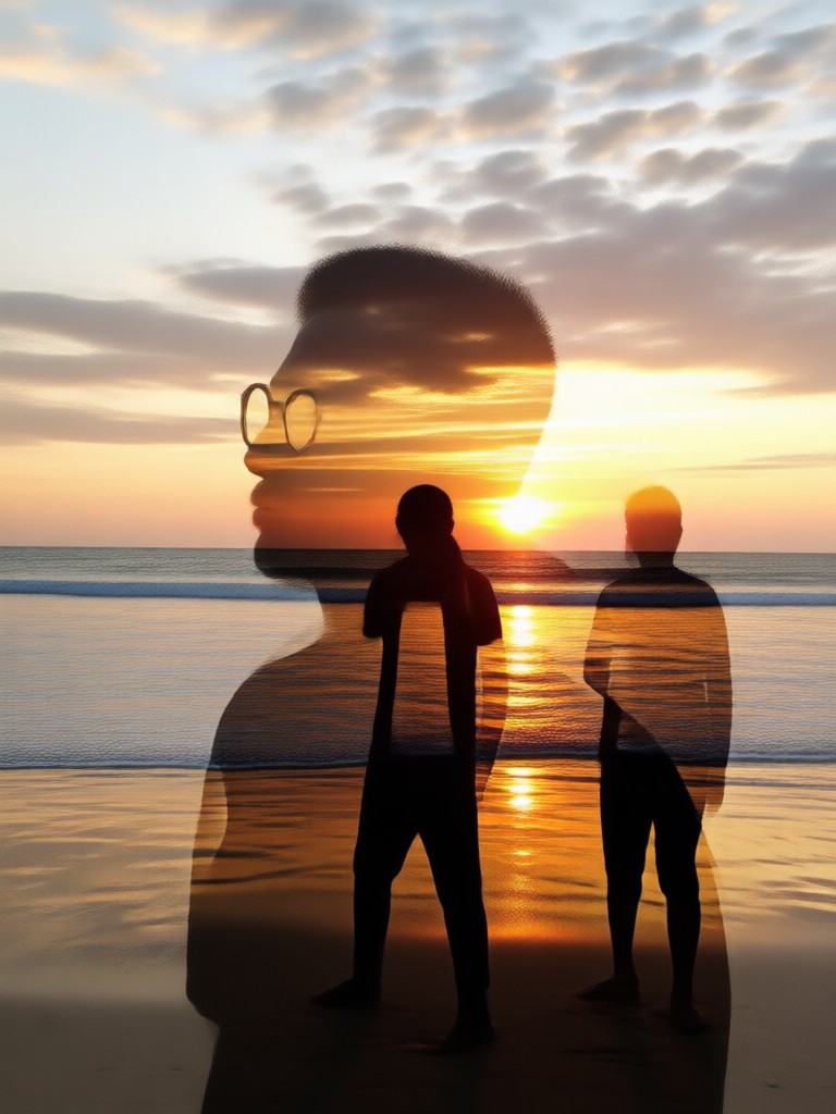 Potret sunset dengan gradien warna abstrak