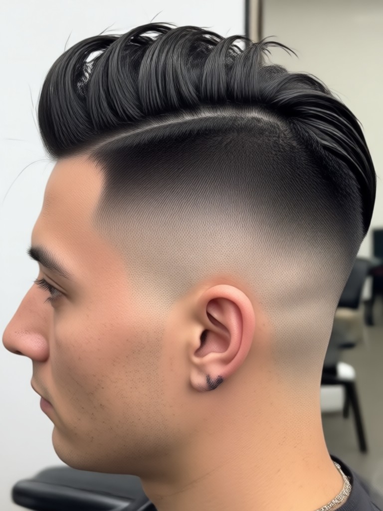 AI generated mid taper fade with textured top