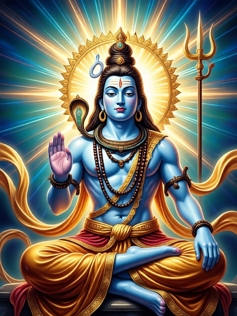 Minimalist line art AI Shiva