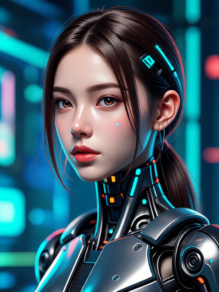 Watercolor style AI art girl in a serene landscape