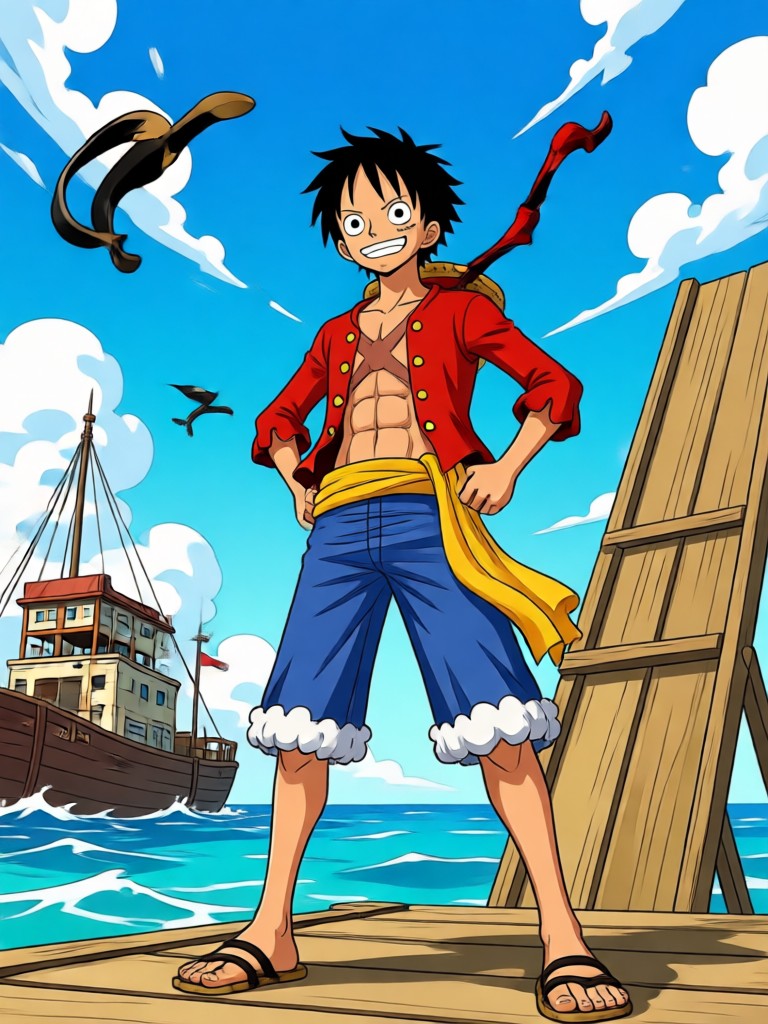 OC samurai do país de Wano projetado com filtros de anime de IA