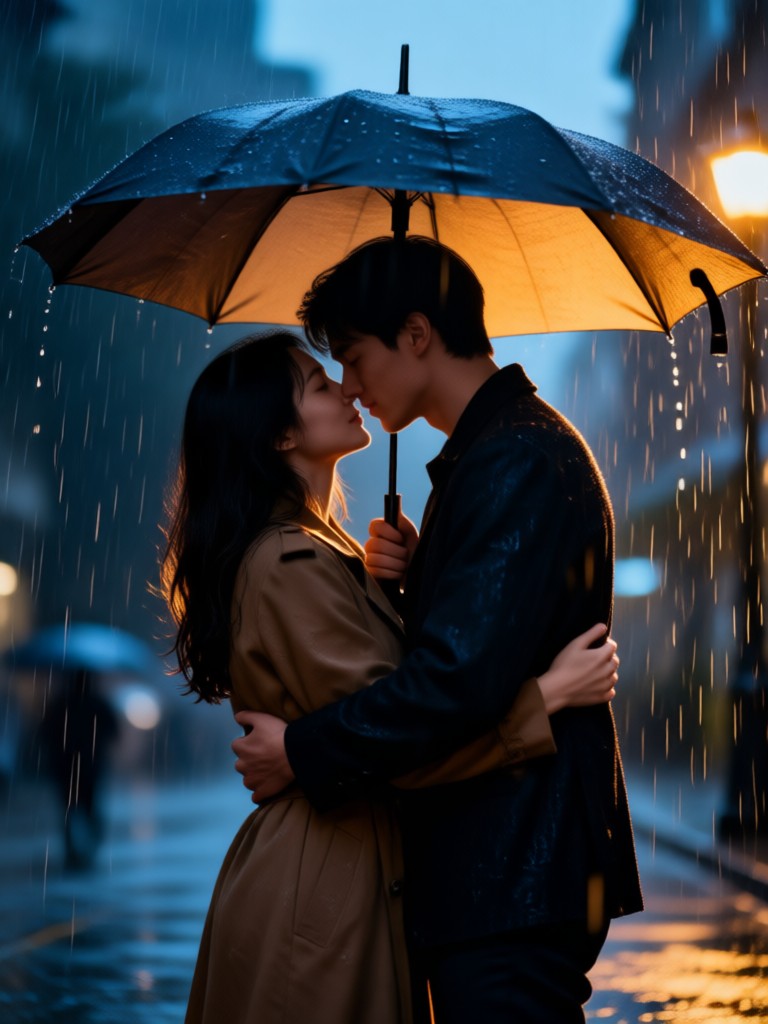 Hug animation from photo with umbrella