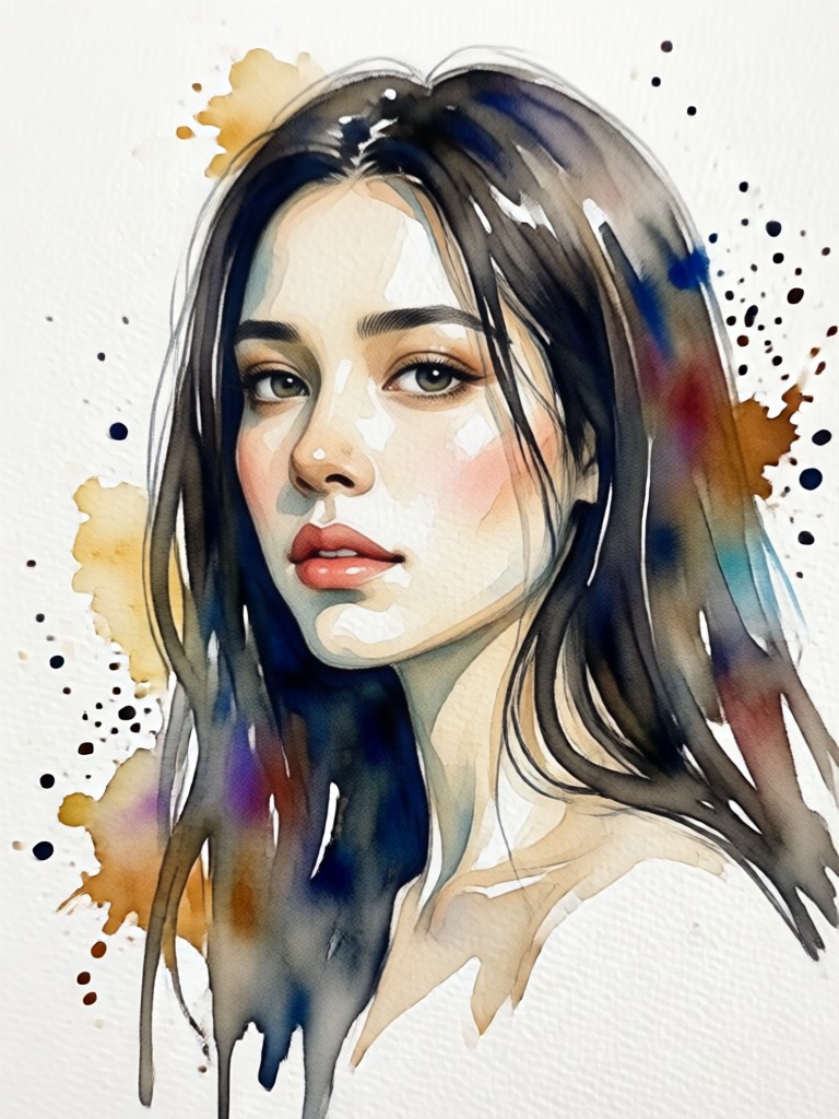 AI watercolor portrait vibrant abstract style