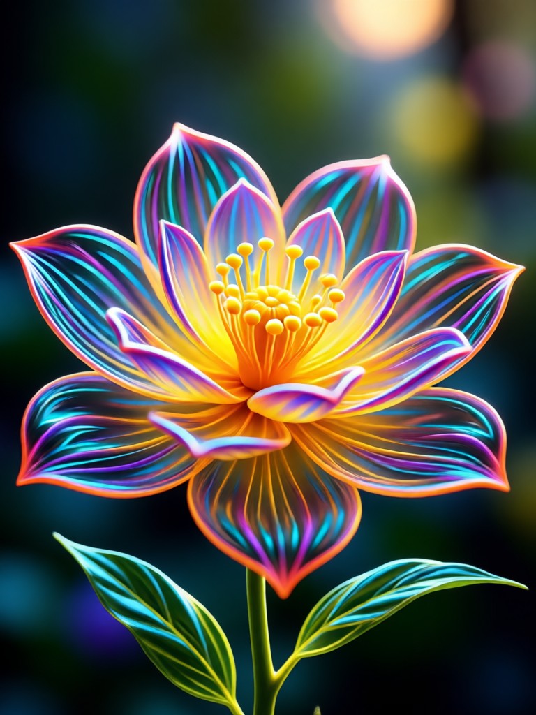 Floral close up with AI Bloom petal glow