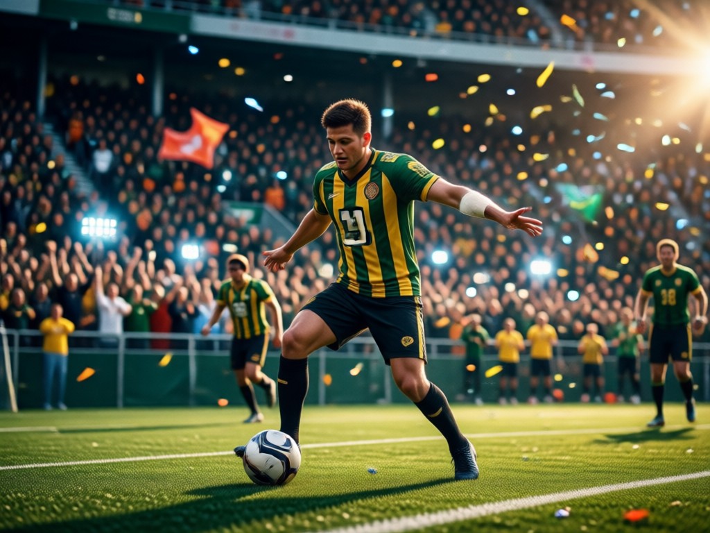 Vorher und nachher einer Fußball-Fan cinematischen Foto-Generierung