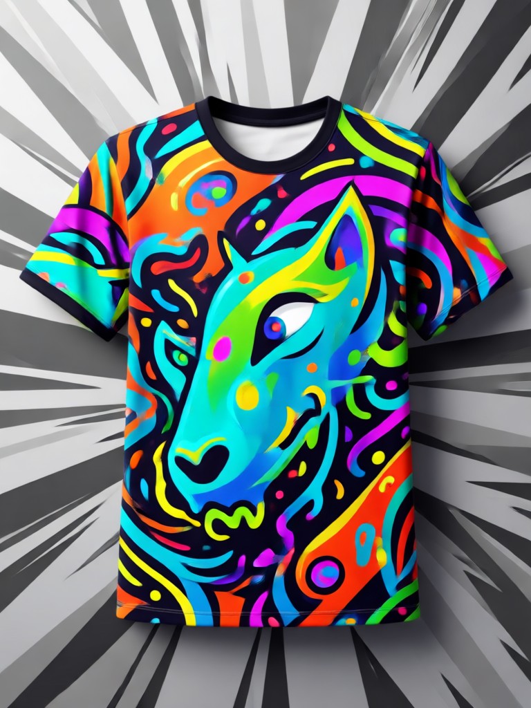Cyberpunk neon graphic AI shirt design