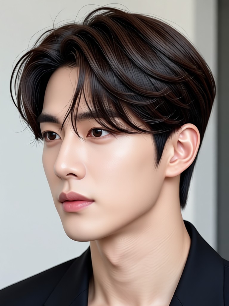 Office friendly Korean male haircut AI