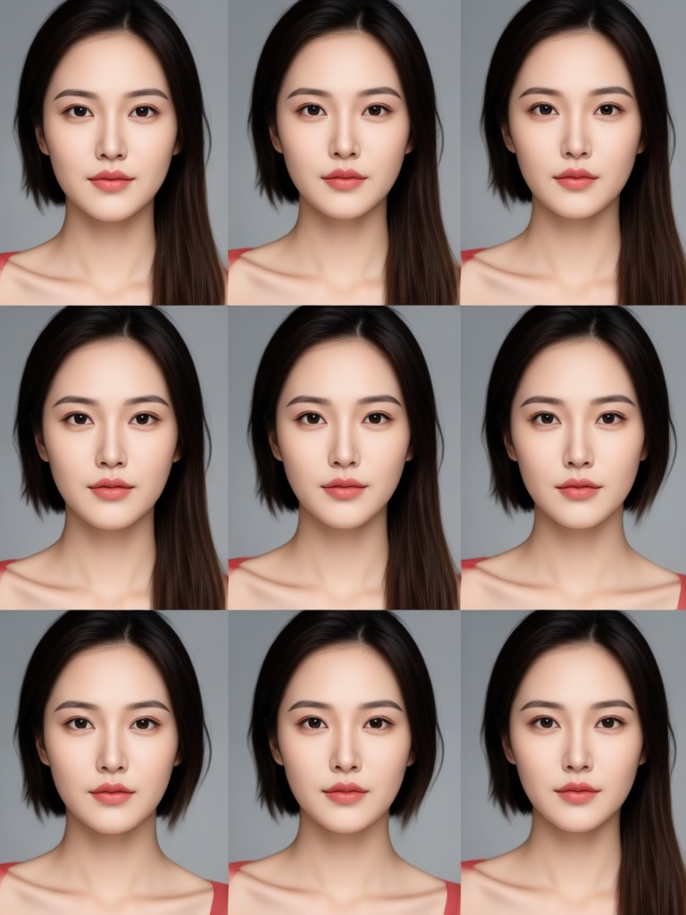 Cinematic nine grid portrait with dramatic shadows