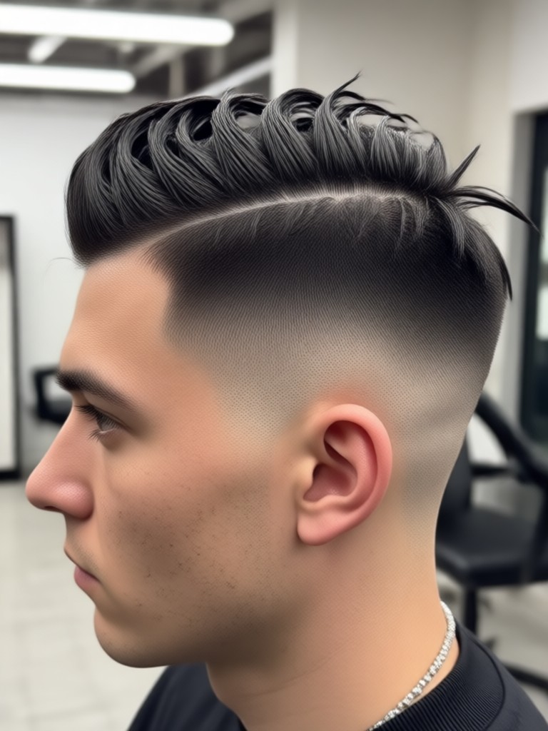 Lockige Haare Taper Fade AI-Simulation