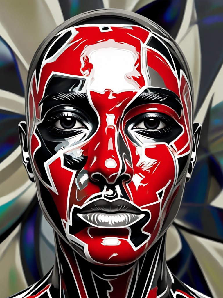 Minimalist red black portrait