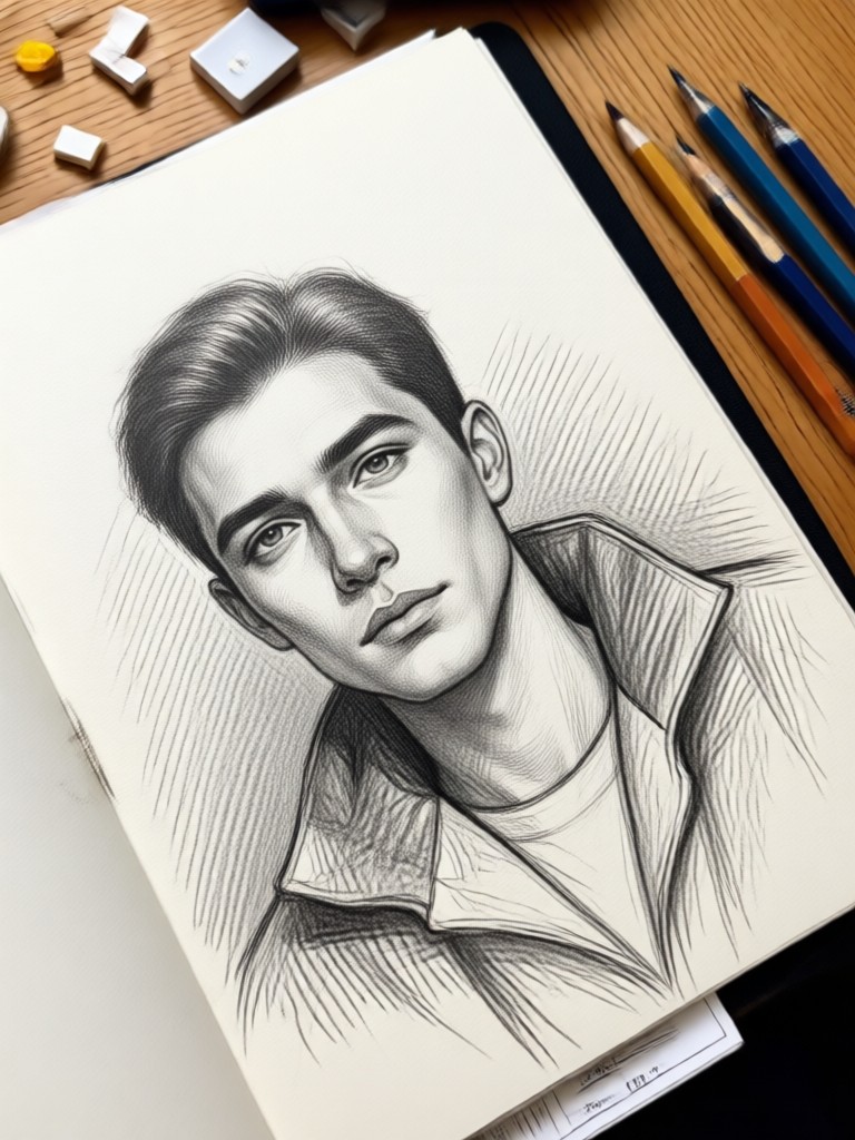 Potret pasangan dalam gaya sketsa pensil romantis