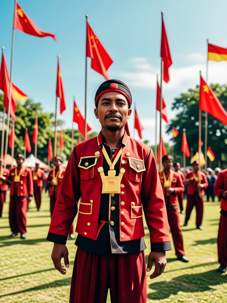 Foto kepala profesional dengan integrasi pola batik AI