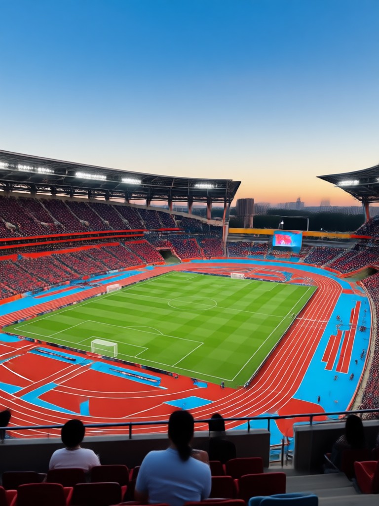 Football fan in crowded stadium AI photo