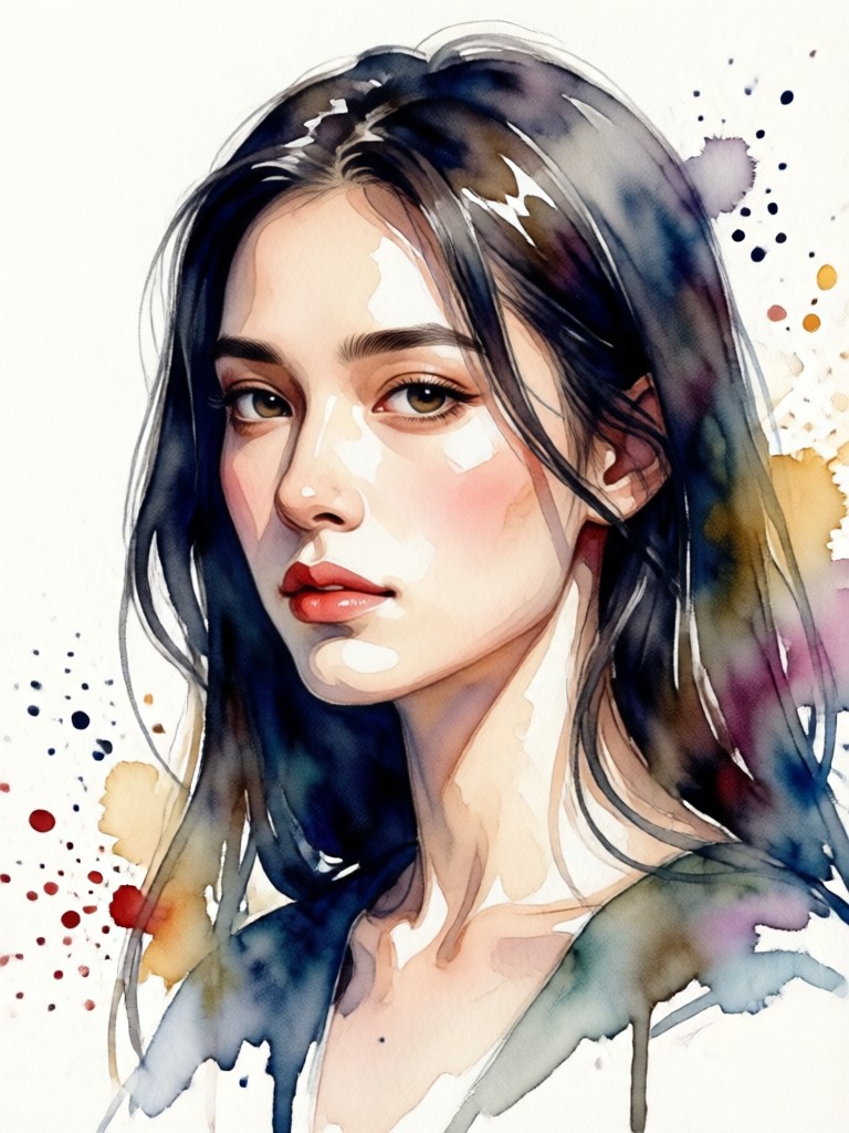 Smartphone displaying the AI watercolor portrait creation process