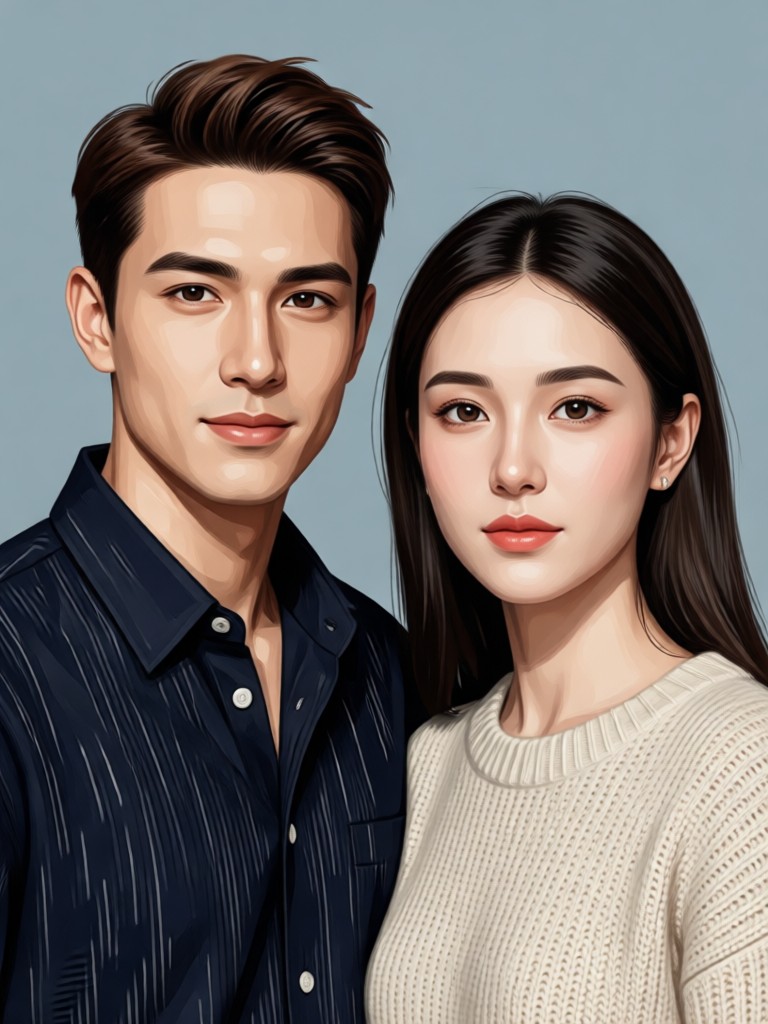 Adventure themed AI couple portrait on a mountain