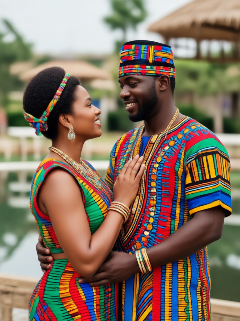 Couple with cultural instruments AI portrait