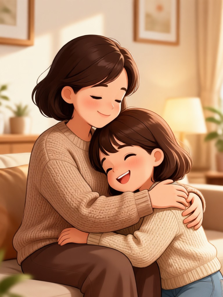 Mother and daughter AI generated hug