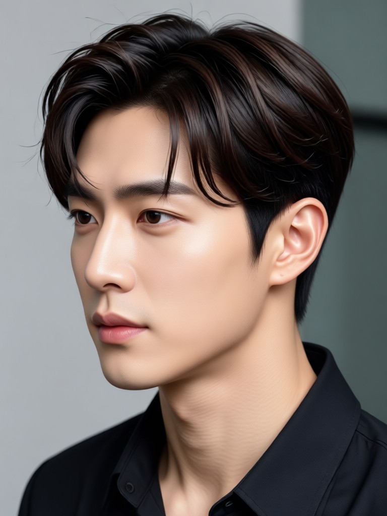 Korean male hairstyle with bangs AI