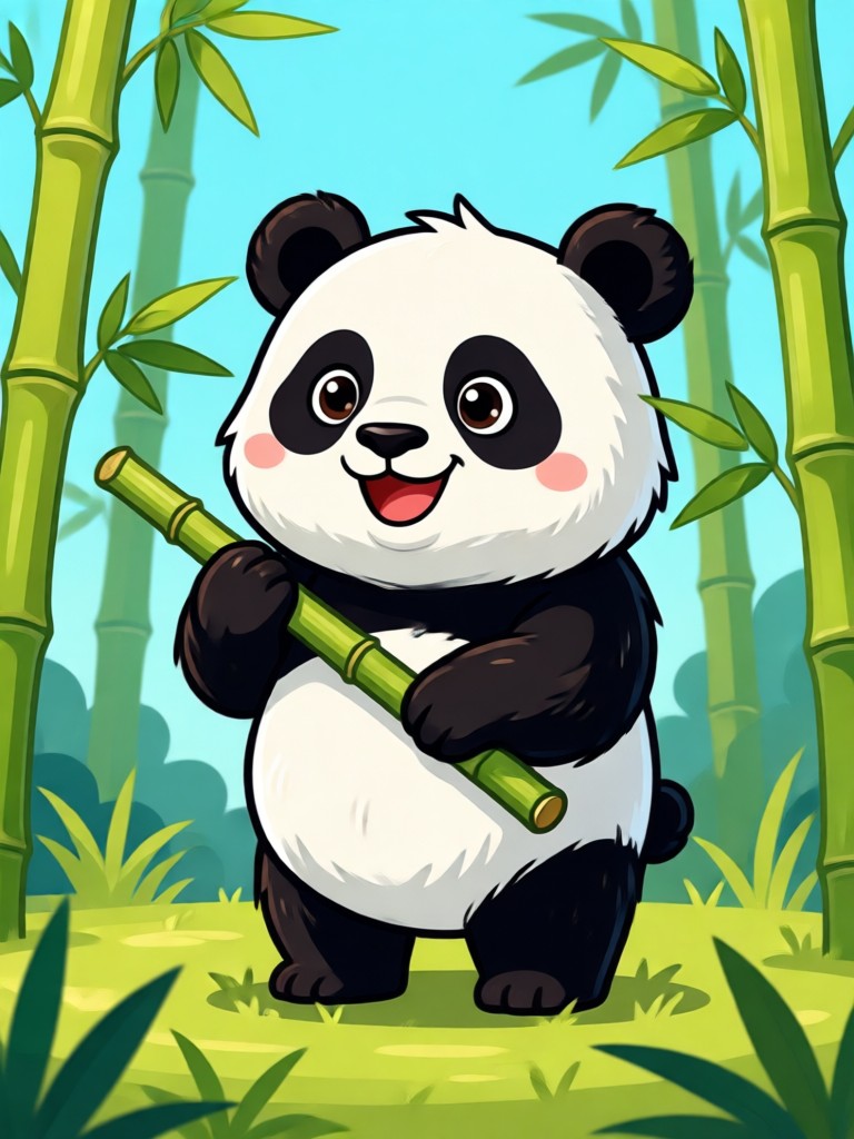 Cartoon panda with superhero cape
