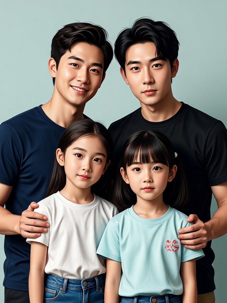 AI 가족 초상화 제작 과정을 보여주는 휴대폰
