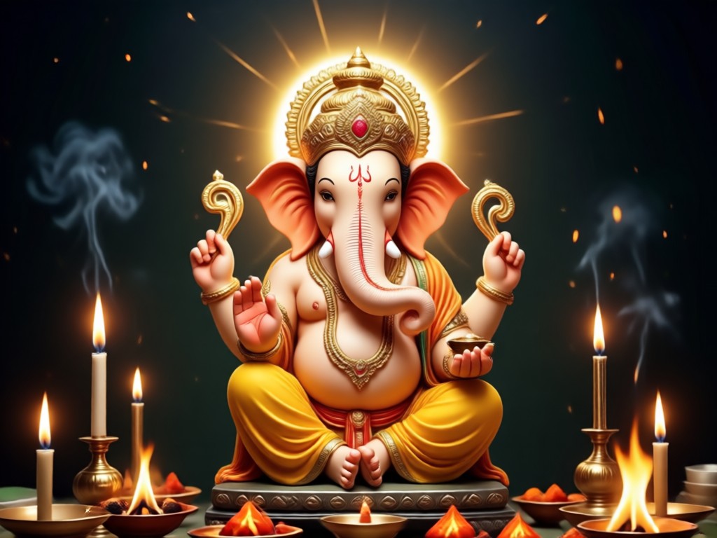 Personalized AI Ganesh Aarti photo creation process