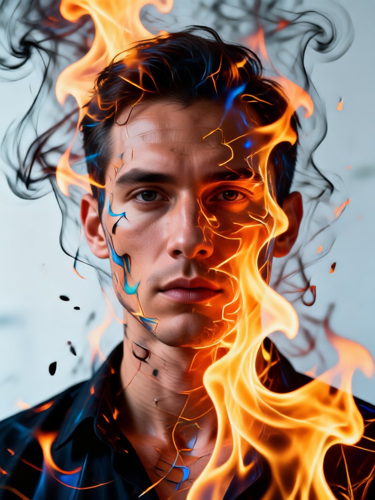 Wildfire double exposure landscape portrait