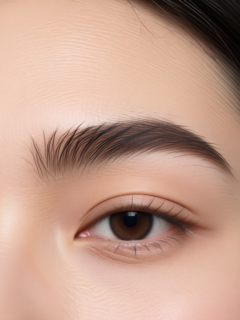 Tinted eyebrow filter changing brow color from light to dark brown