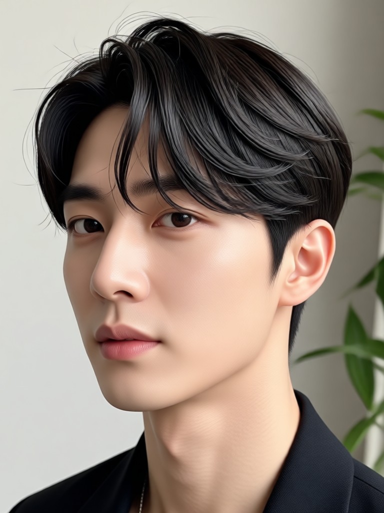 Longer fringe Korean male style AI