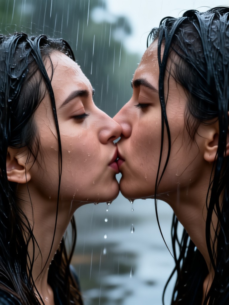 Two photo rainy kiss maker example