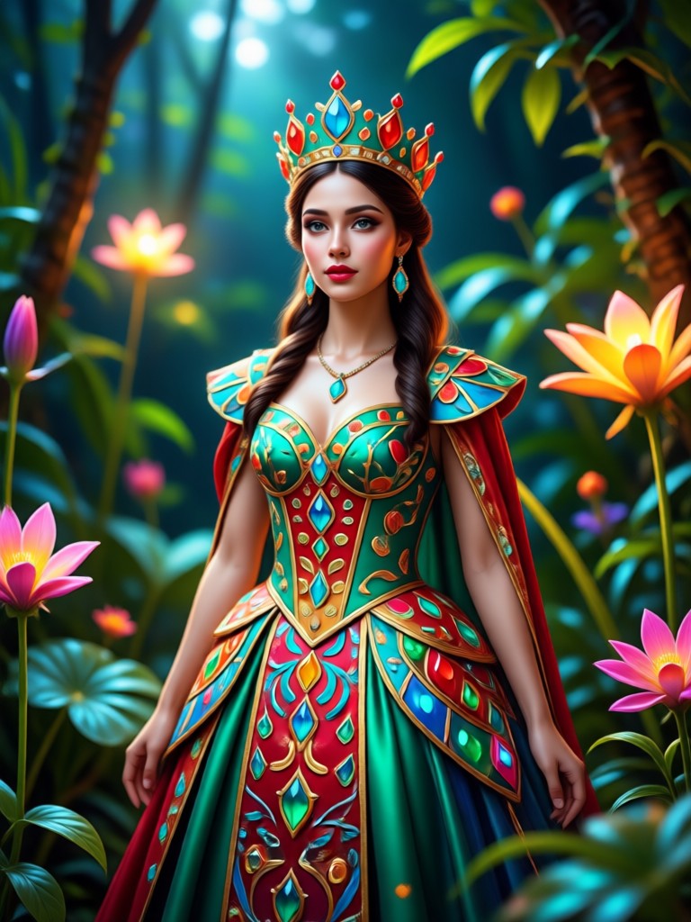 AI Elven Princess with intricate leaf crown