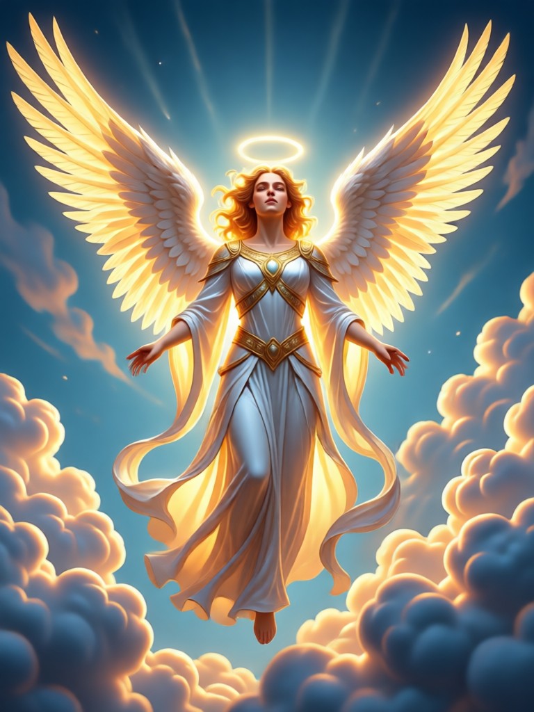 Fantasy elf angel with glowing tattoos