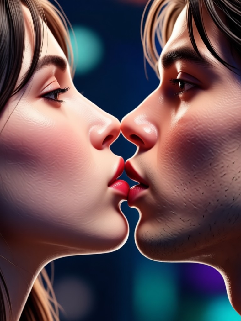 Video ciuman AI matahari terbenam romantis