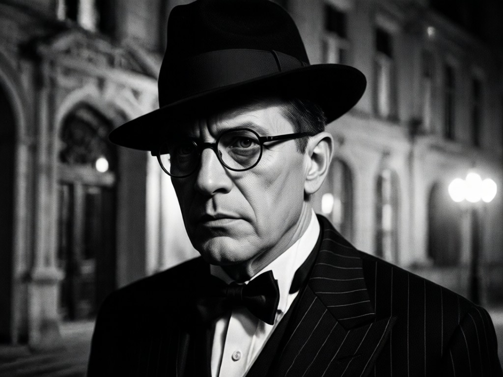 Retrato noir mostrando grão de filme vintage autêntico e textura