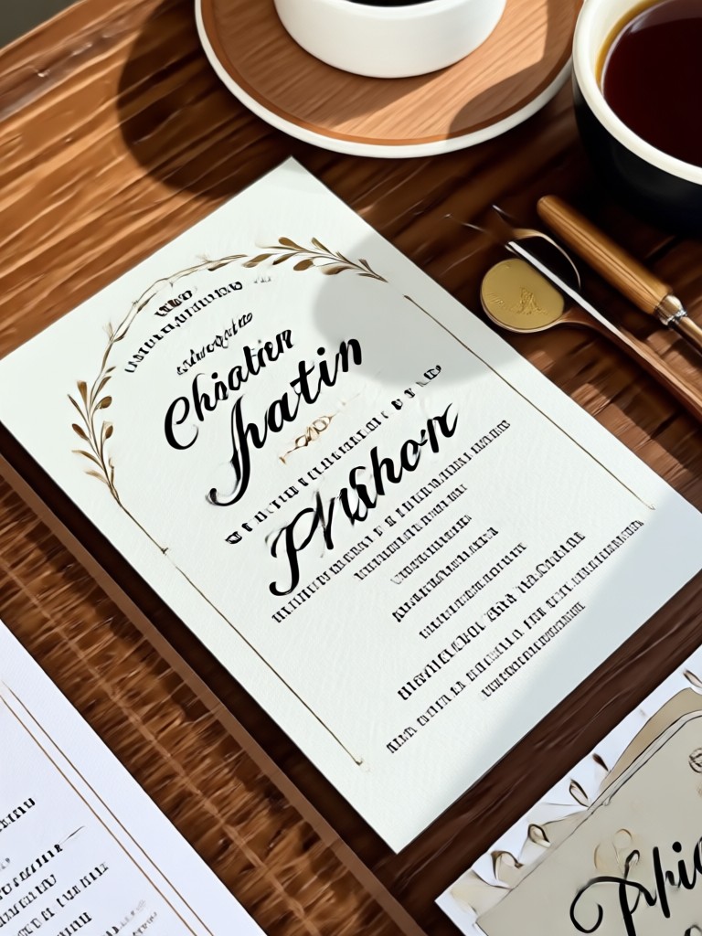 Luxury wedding invitation with embossed details