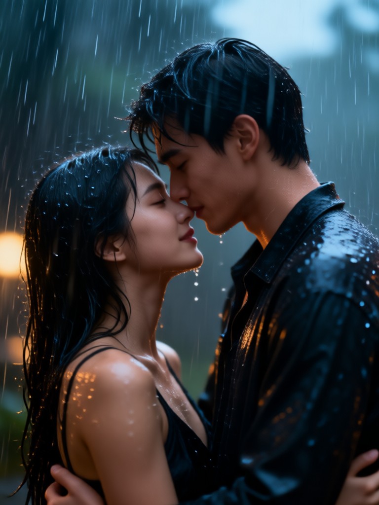 Gentle rain cuddle video effect
