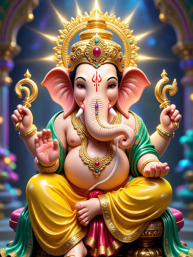 Oil painting style Ganesh generated by AI