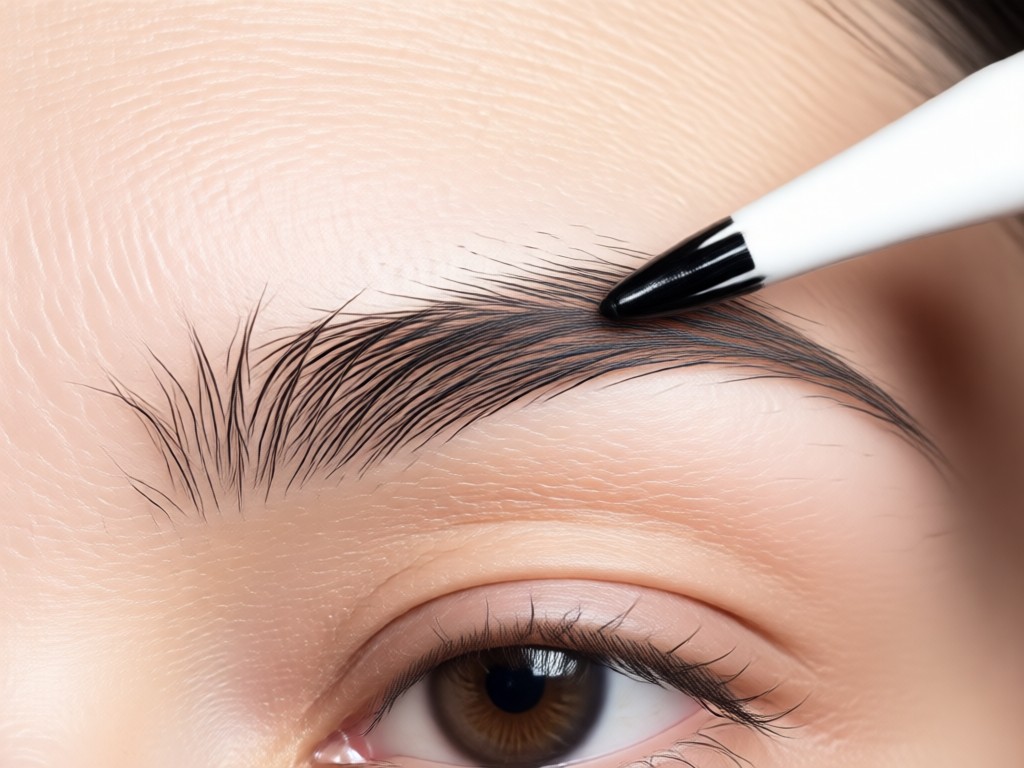Close-up showing realistic AI-generated eyebrow hair texture