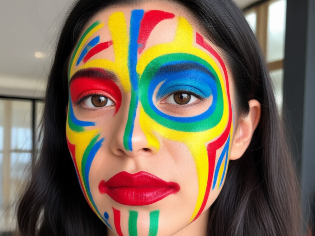 Before and after AI face paint comparison