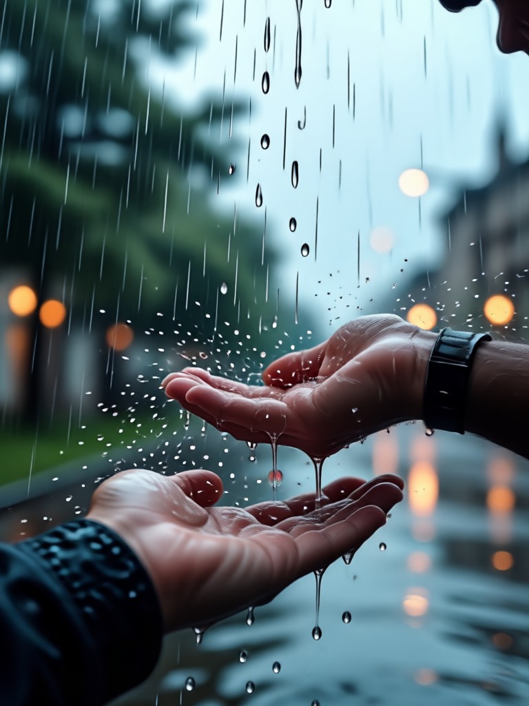 Cinematic slow motion rain kiss