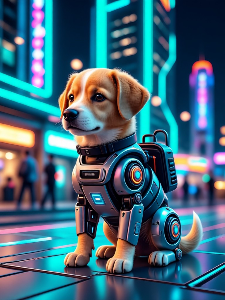Watercolor painting style AI puppy art