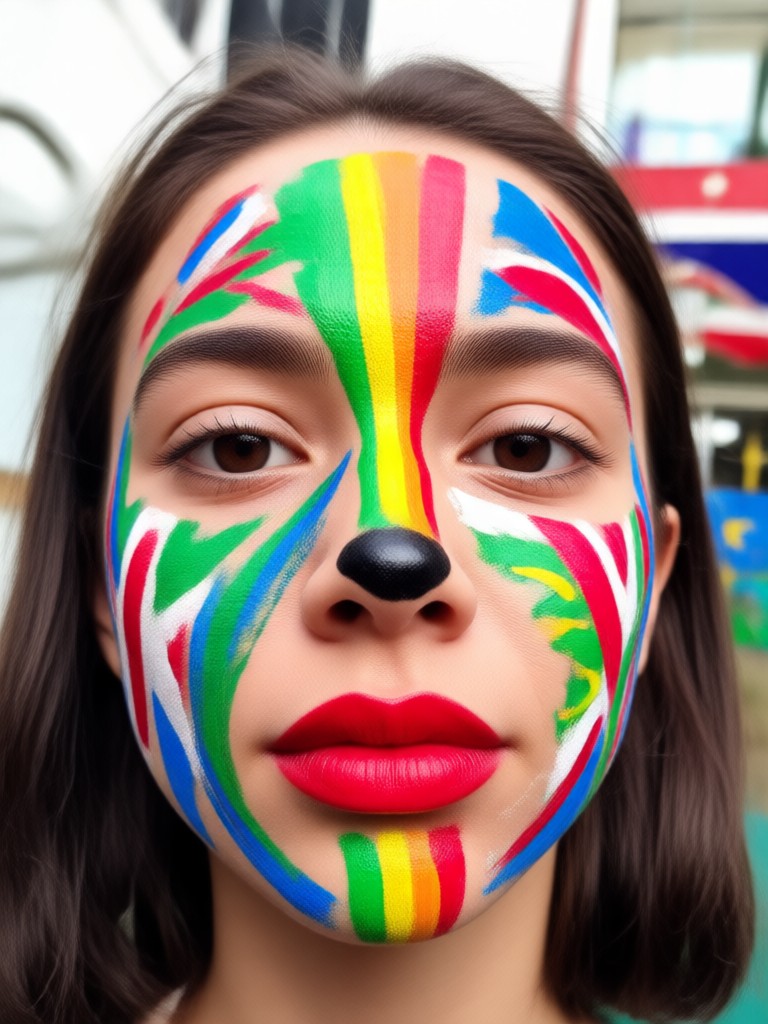 Italy green white red flag across forehead