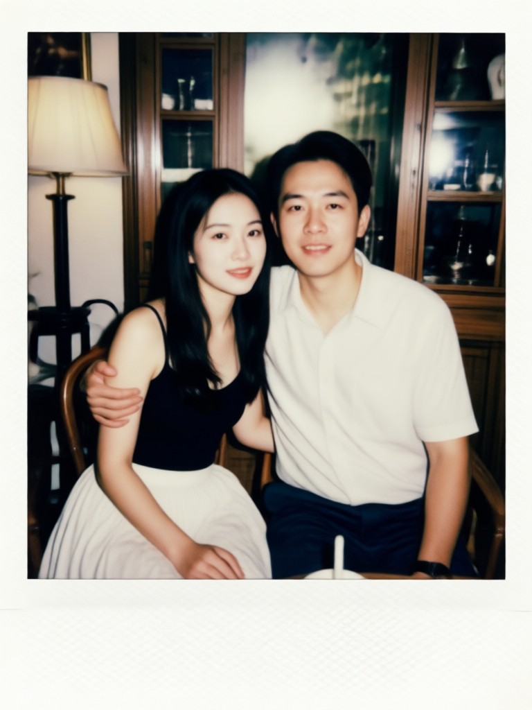 해변 휴가 사진을 빈티지 폴라로이드로 변환