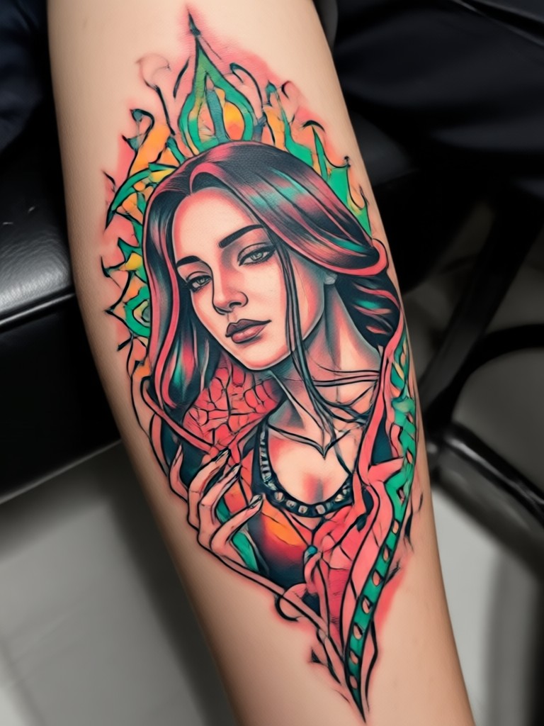 Cyberpunk biomechanical tattoo design