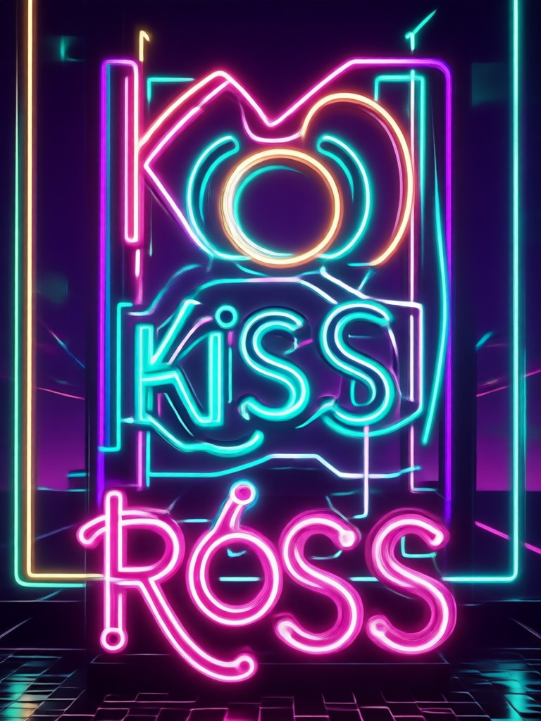 Abstract neon light painting over a kiss
